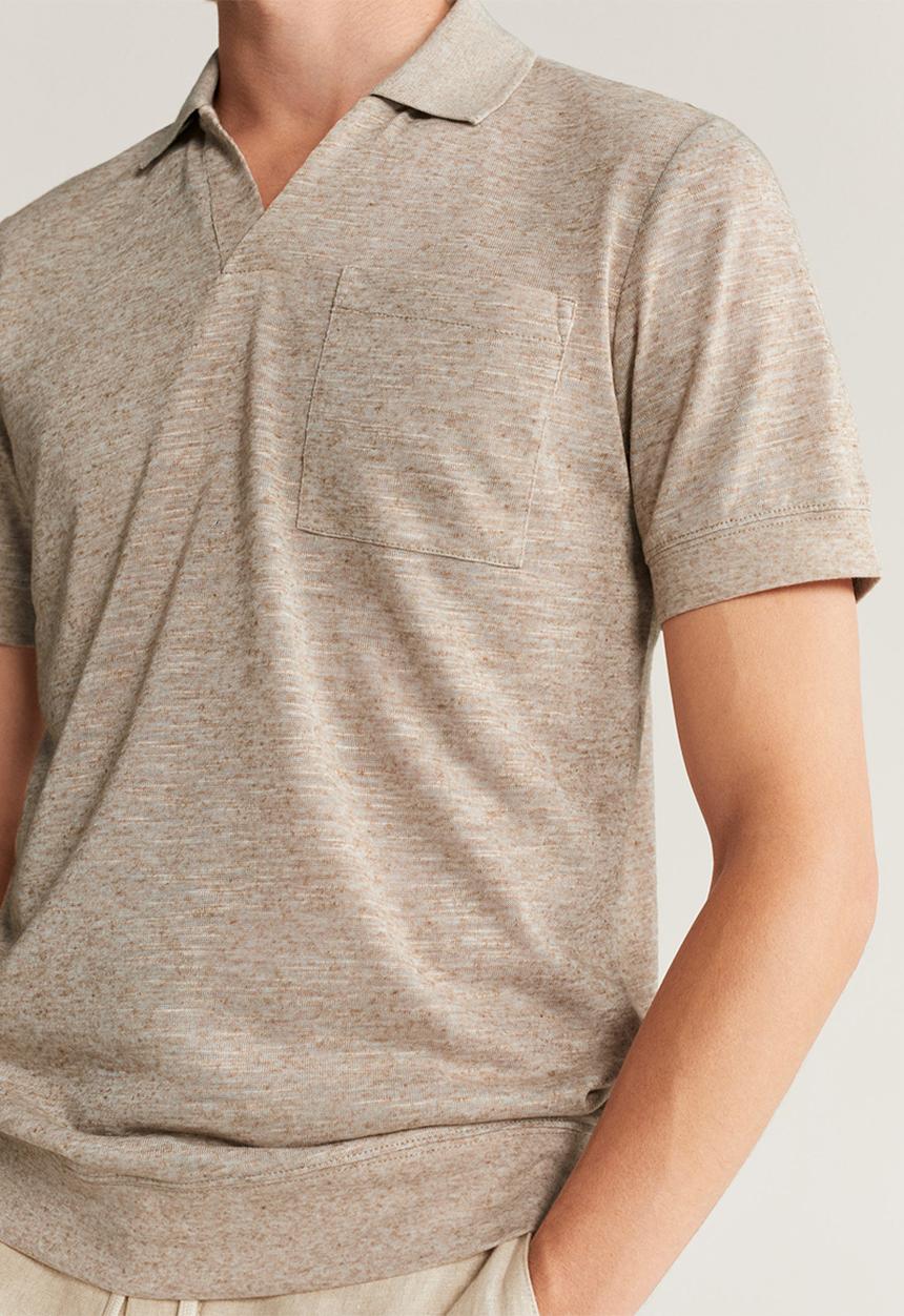 MANGO - Crochet polo shirt - beige
