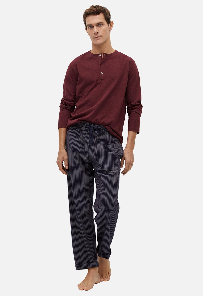 MANGO - Pistripe pijama pack - navy & burgundy