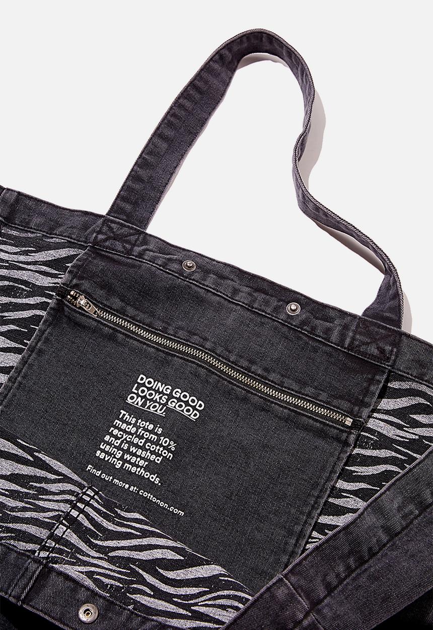 Rubi - Denim dreaming tote - black