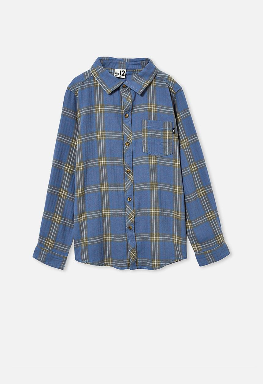 Free by Cotton On - Rocky long sleeve shirt - blue plaid check
