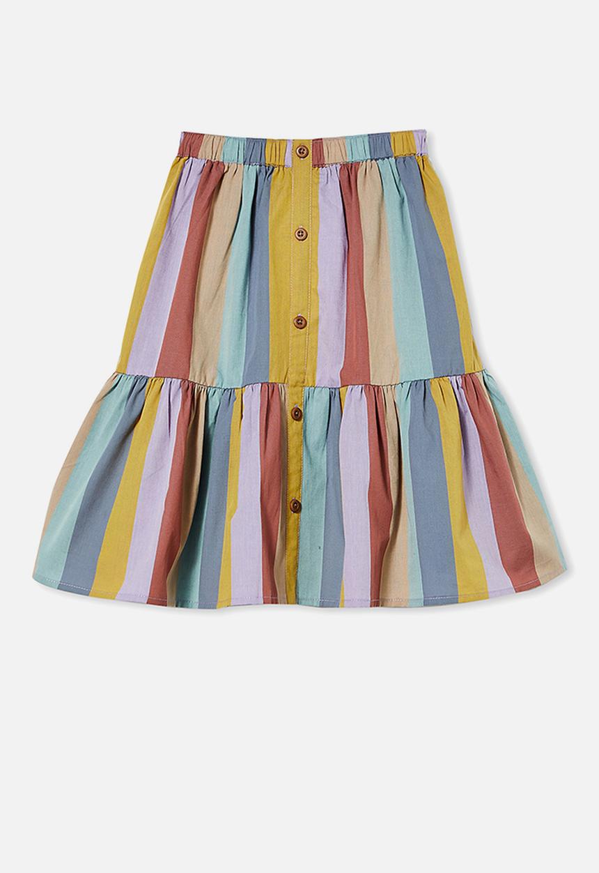 Cotton On - Adele skirt - autumn rainbow stripe