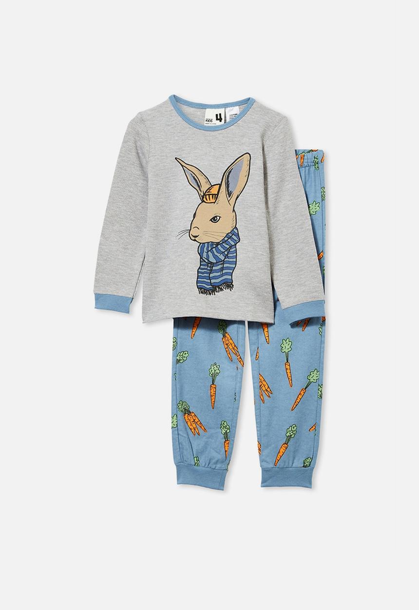 Cotton On - Noah long sleeve pyjama set - cool bunny & summer grey marle