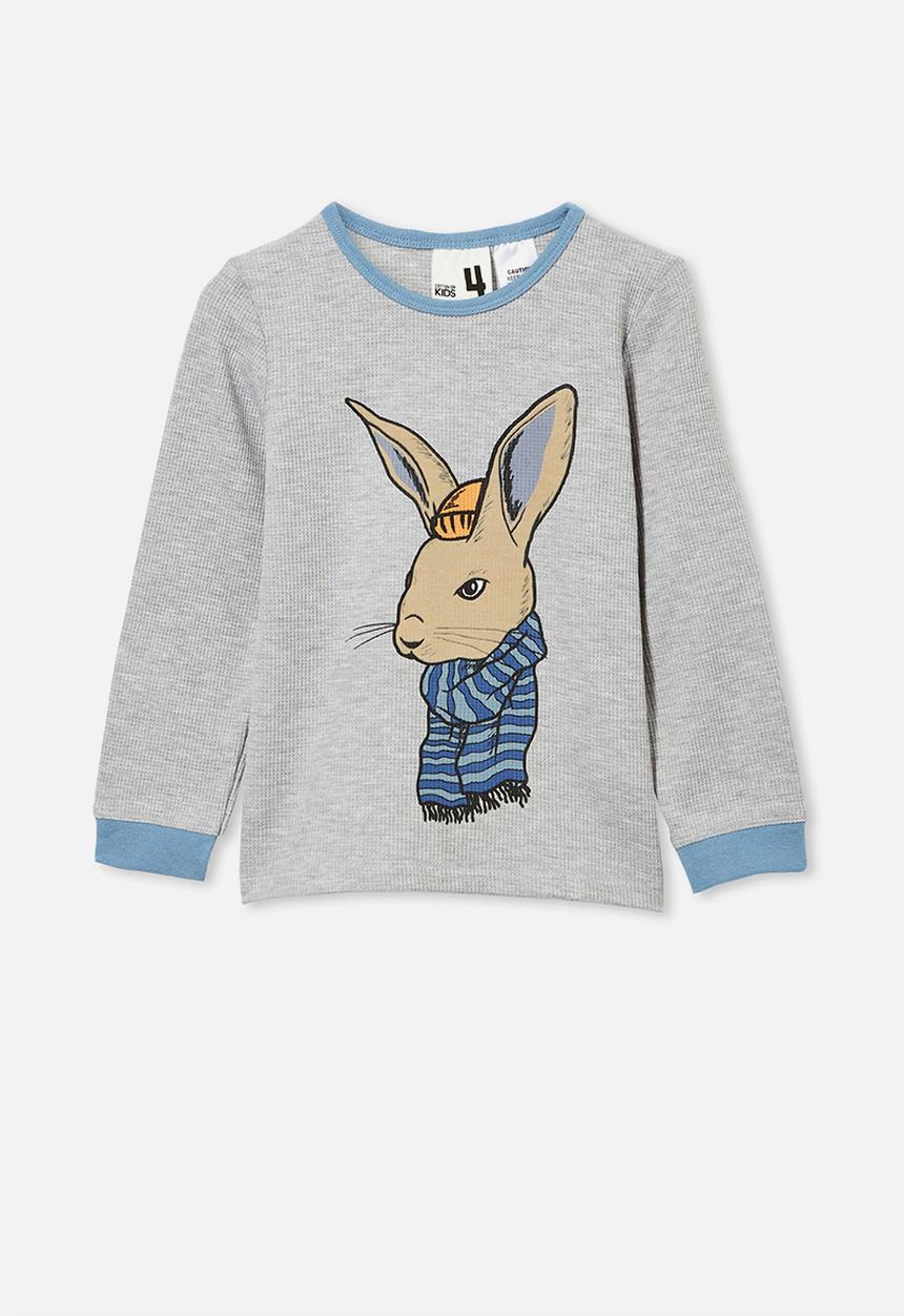 Cotton On - Noah long sleeve pyjama set - cool bunny & summer grey marle