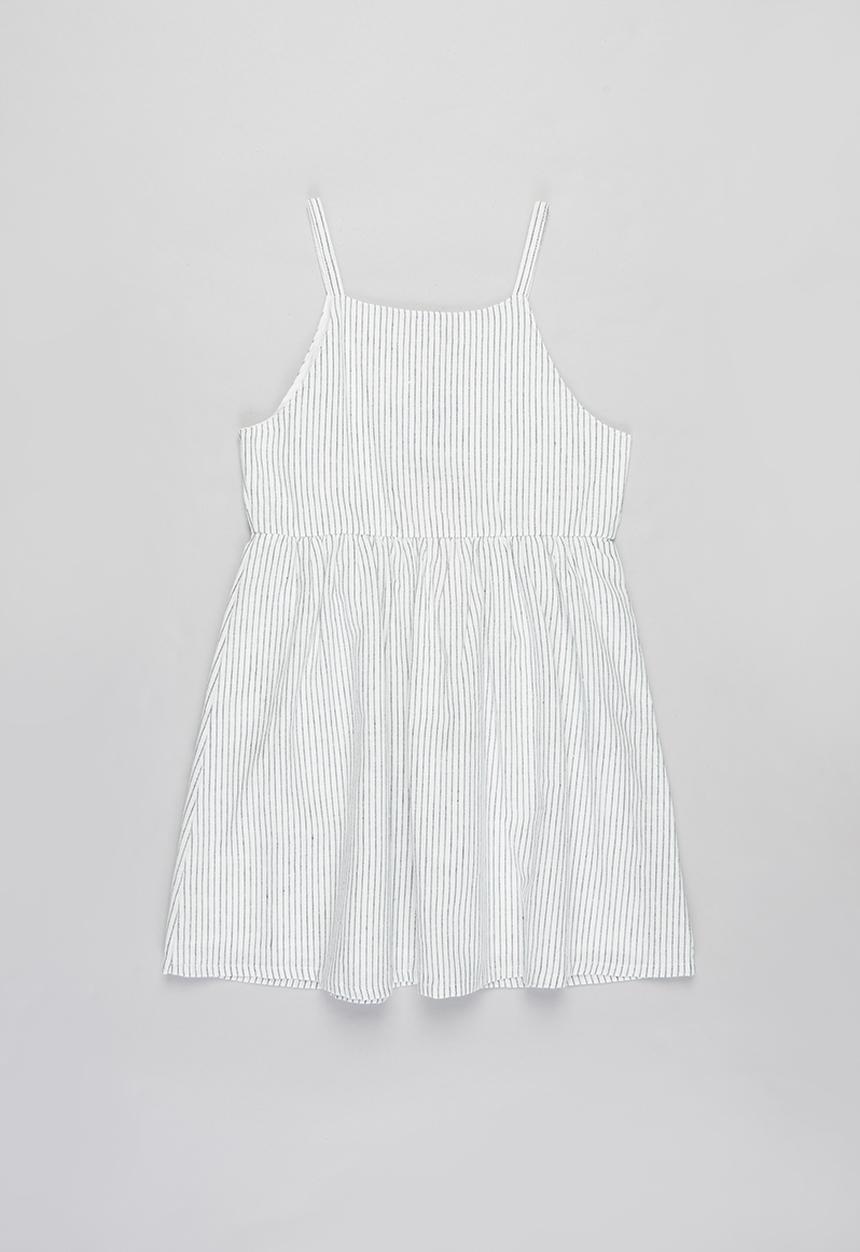 KIDS ONLY - Canyon linen stripe dress - cloud dancer & dark denim blue