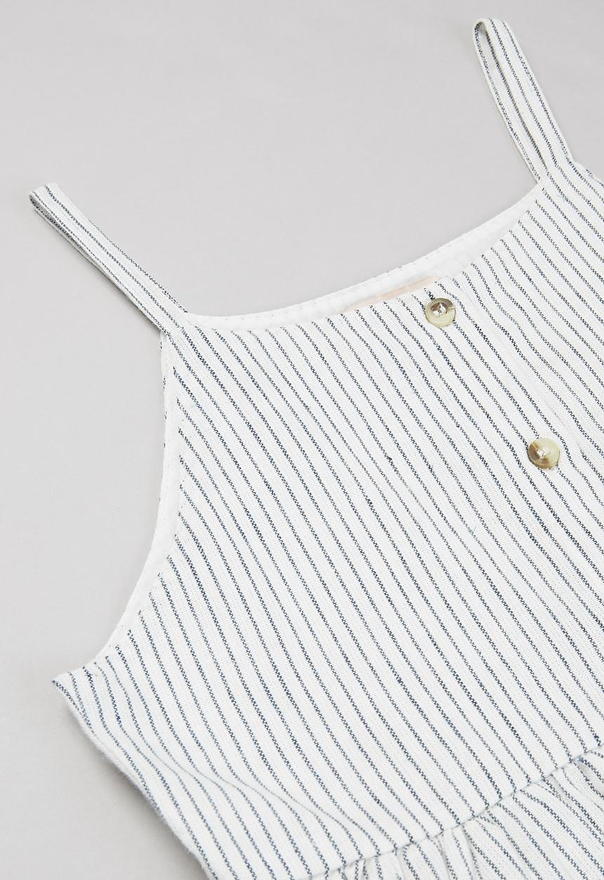 KIDS ONLY - Canyon linen stripe dress - cloud dancer & dark denim blue
