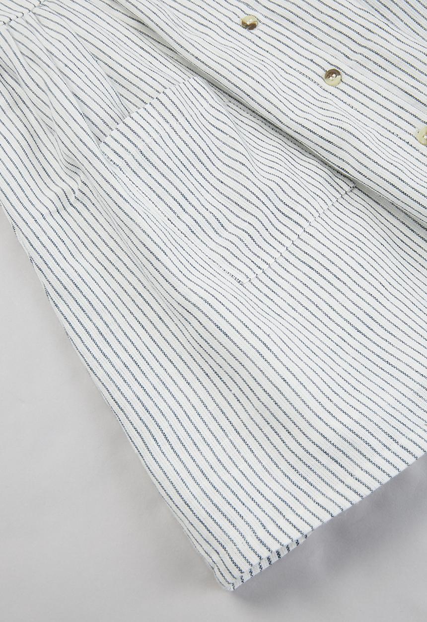 KIDS ONLY - Canyon linen stripe dress - cloud dancer & dark denim blue