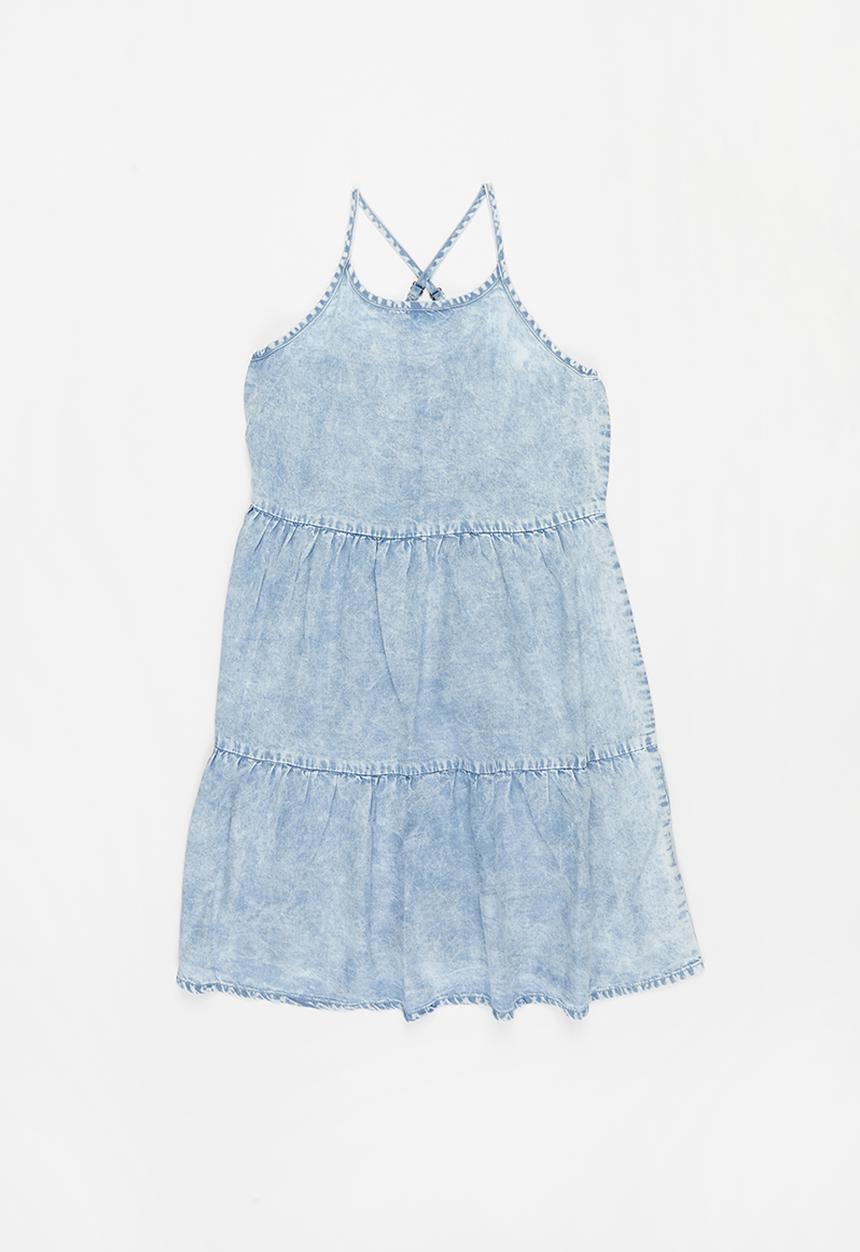 KIDS ONLY - Carly light acid wash denim dress - blue