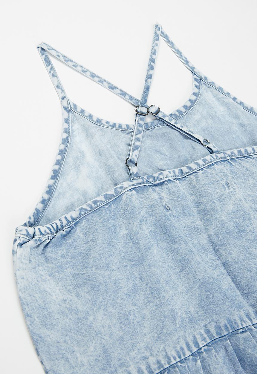 KIDS ONLY - Carly light acid wash denim dress - blue