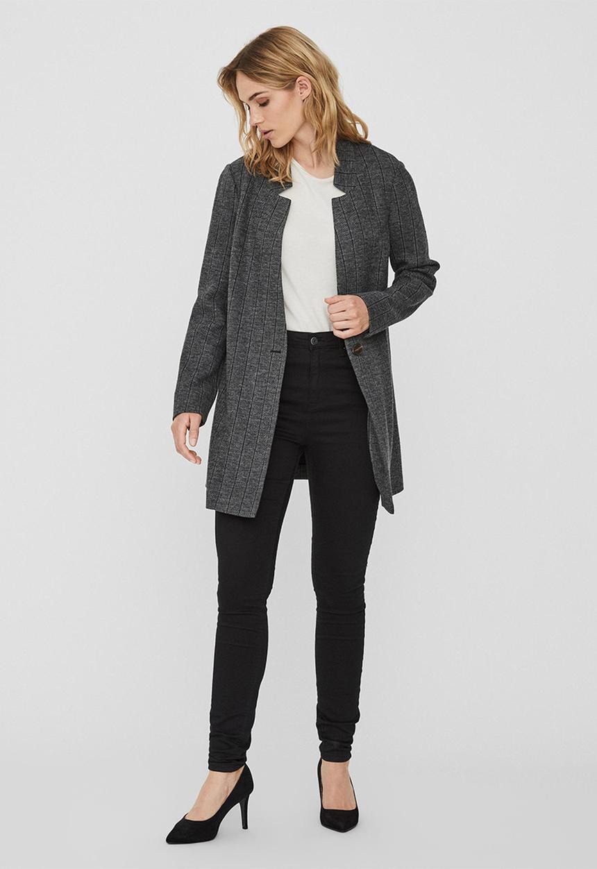 Vero Moda - Reva long sleeve long blazer - dark grey