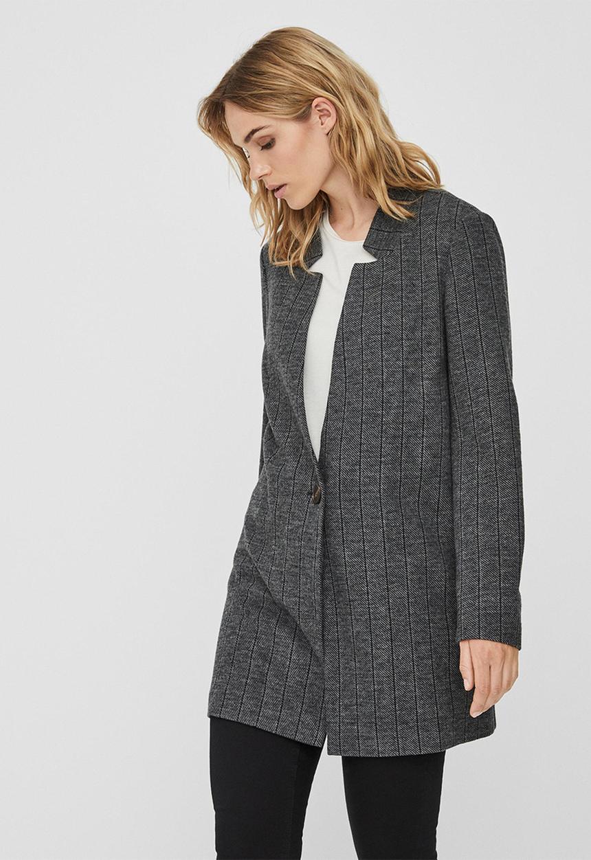 Vero Moda - Reva long sleeve long blazer - dark grey