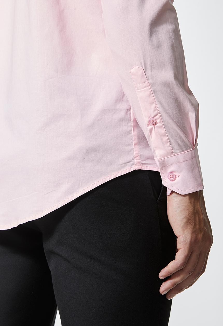 Superbalist - Wu slim strech mandarin shirt - light pink