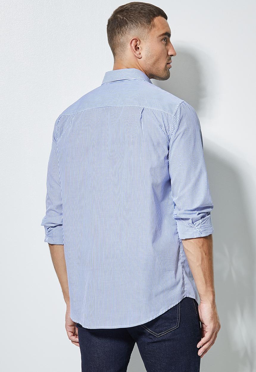 Superbalist - Barber regular fit stripe shirt - blue & white 