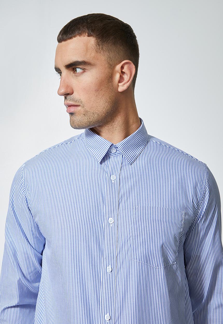 Superbalist - Barber regular fit stripe shirt - blue & white 