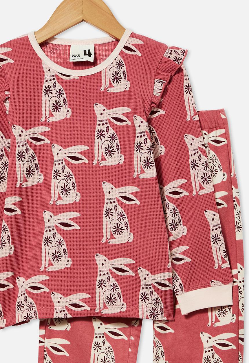 Cotton On - Edith long sleeve pyjama set - folk bunny very berry
