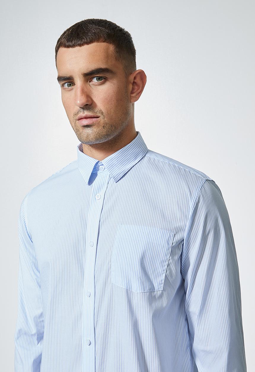 Superbalist - Barber regular fit stripe shirt - light blue & white 