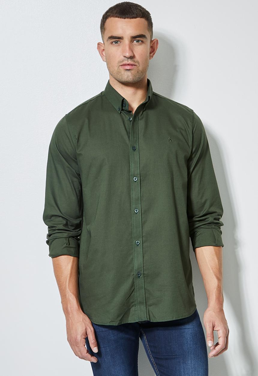 Superbalist - Barber regular fit oxford shirt - dark green
