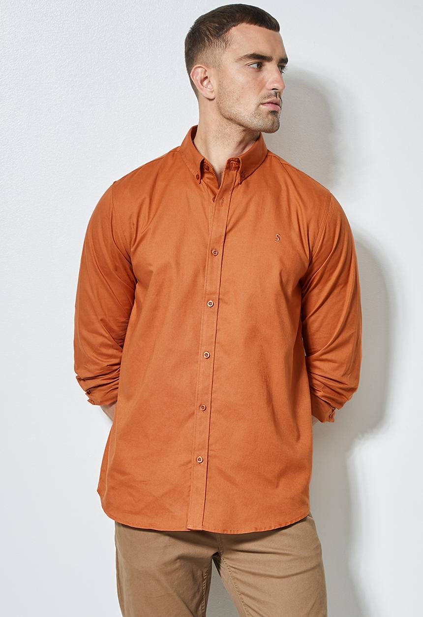 Superbalist - Barber regular fit oxford shirt - tobacco