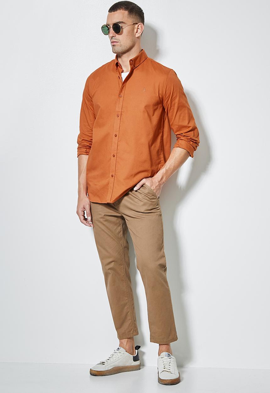 Superbalist - Barber regular fit oxford shirt - tobacco