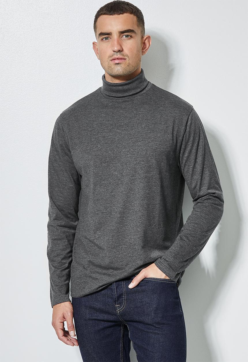 Superbalist - Milan long sleeve roll neck tee - charcoal melange