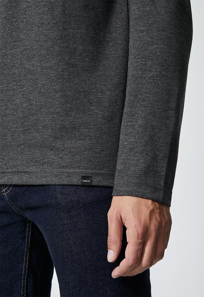 Superbalist - Milan long sleeve roll neck tee - charcoal melange