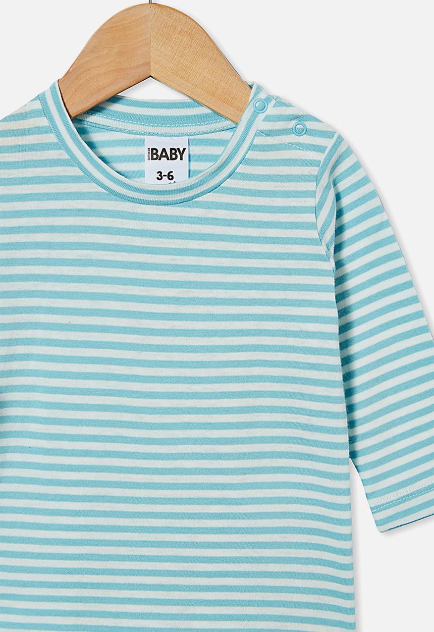Cotton On - Jamie long sleeve tee - chris stripe blue ice/vanilla