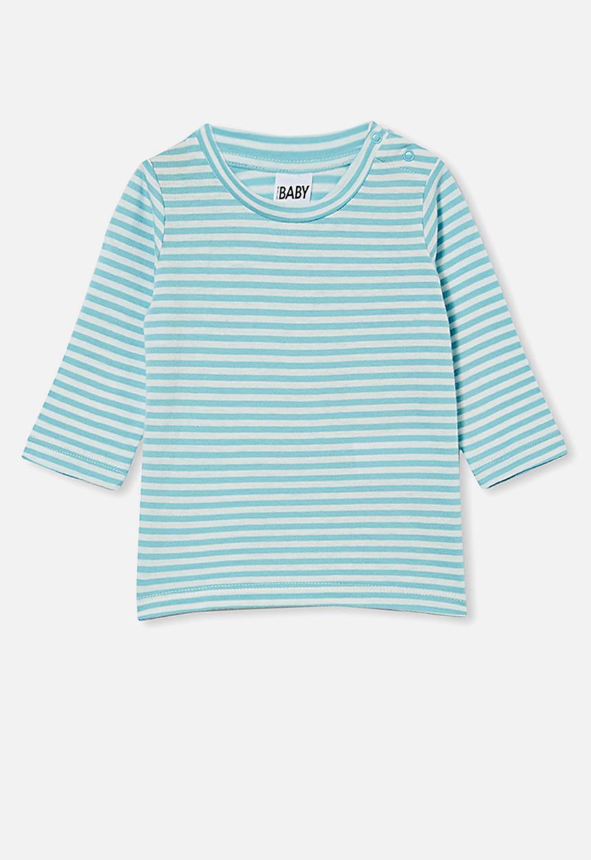 Cotton On - Jamie long sleeve tee - chris stripe blue ice/vanilla