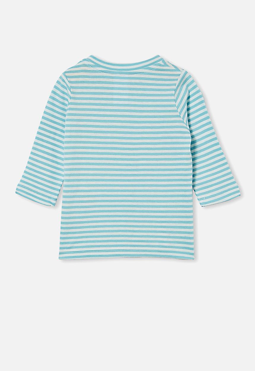 Cotton On - Jamie long sleeve tee - chris stripe blue ice/vanilla