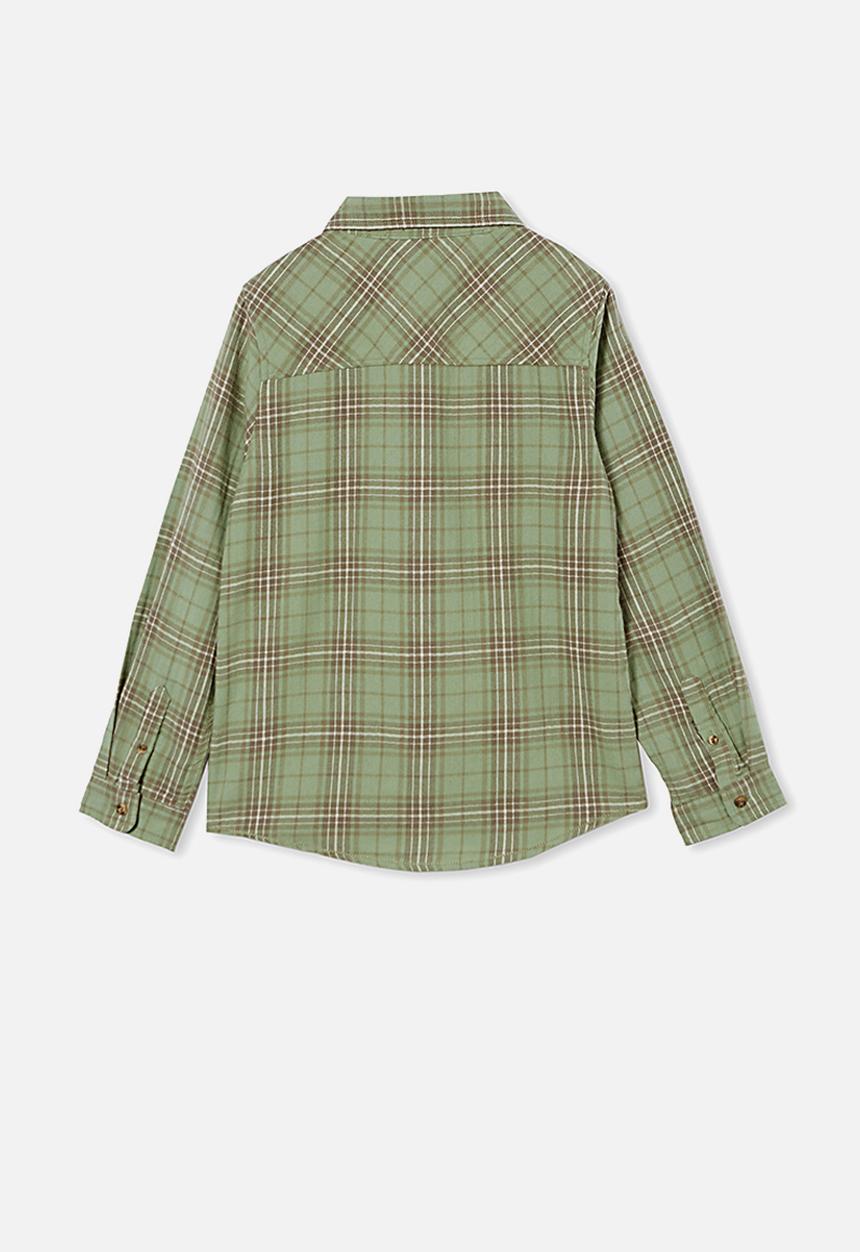 Free by Cotton On - Rocky long sleeve shirt - green plaid check