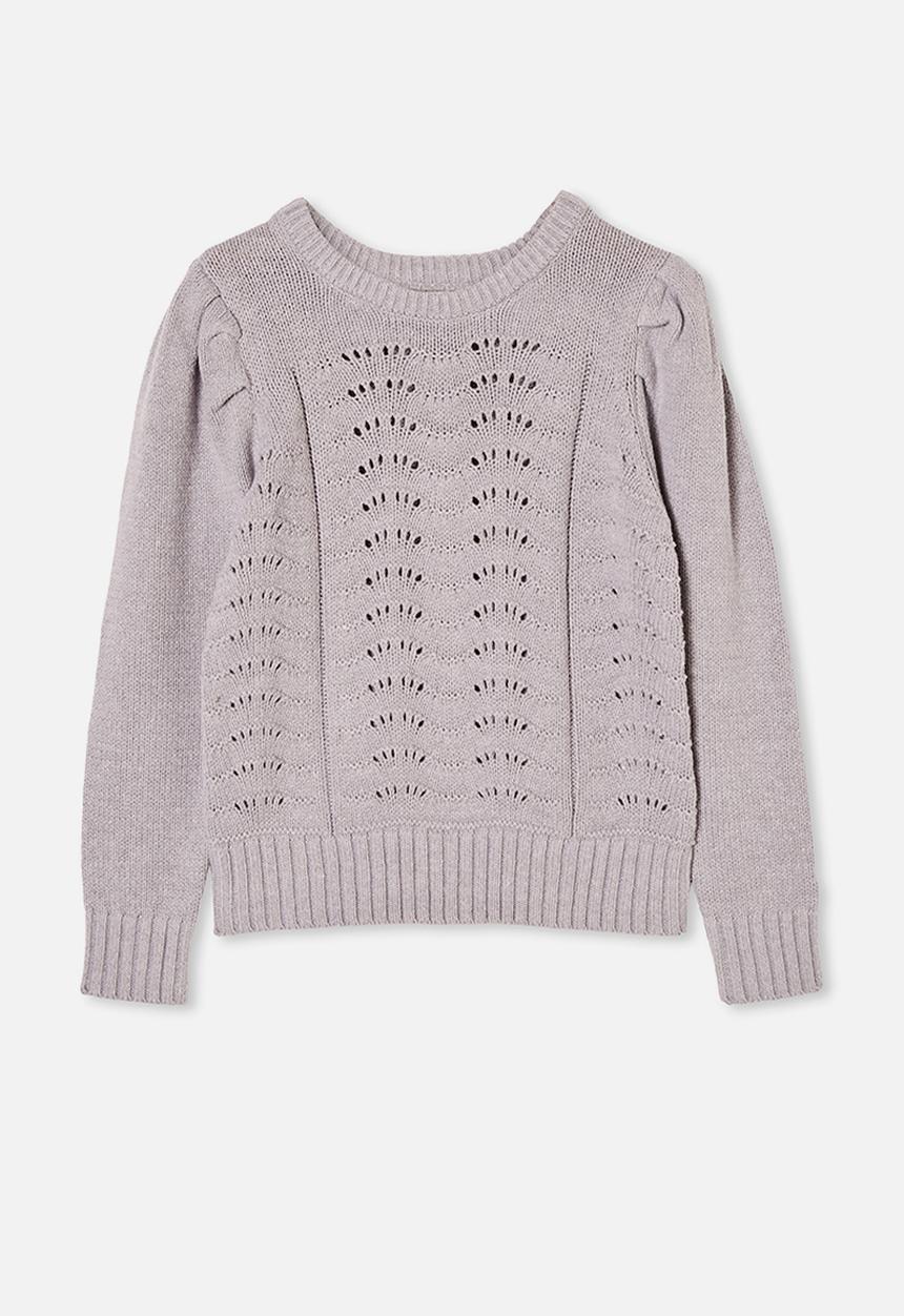 Free by Cotton On - Darla puff sleeve knit jumper - grey marle