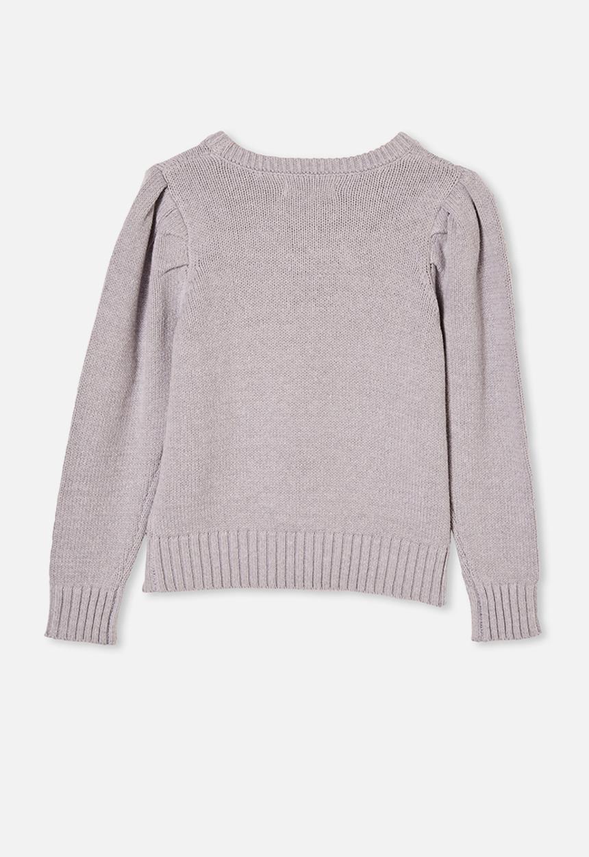 Free by Cotton On - Darla puff sleeve knit jumper - grey marle