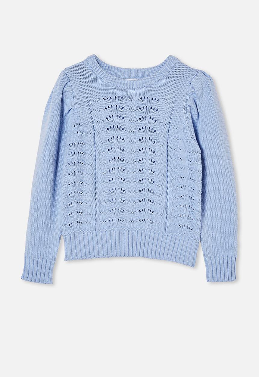 Free by Cotton On - Darla puff sleeve knit jumper - dusk blue