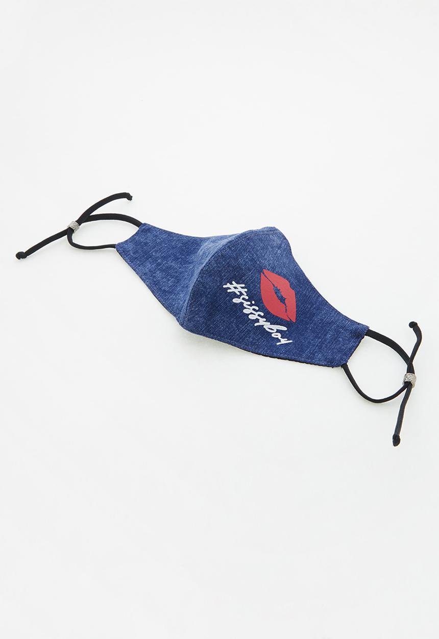 SISSY BOY - No kisses face mask with lip print - blue