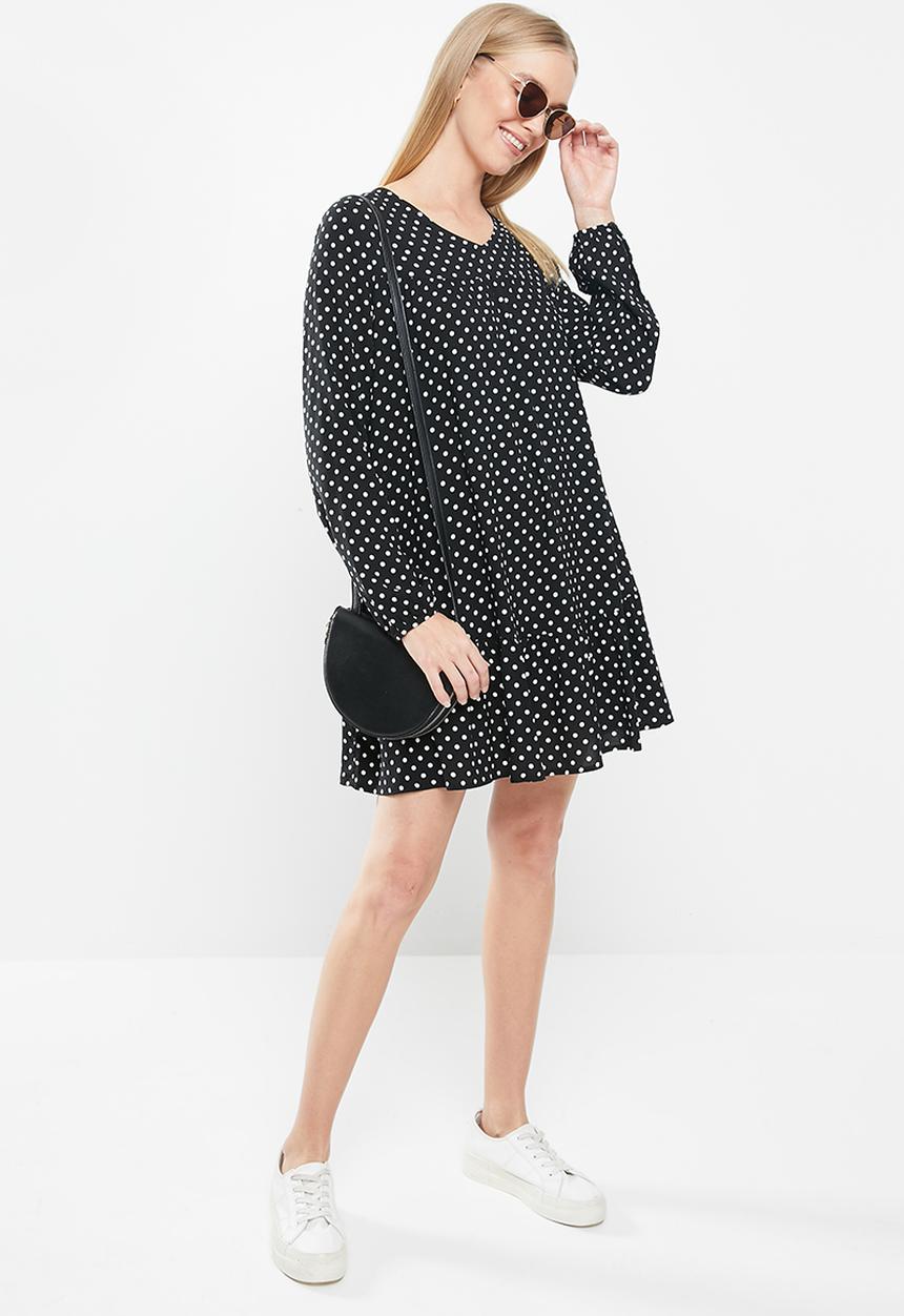 Jacqueline de Yong - Enzo tier dress - black & white 