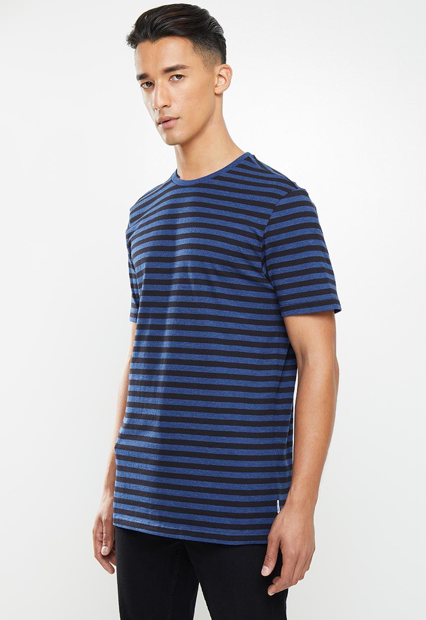 Only & Sons - Jamie life short sleeve stripe reg tee - black & blue