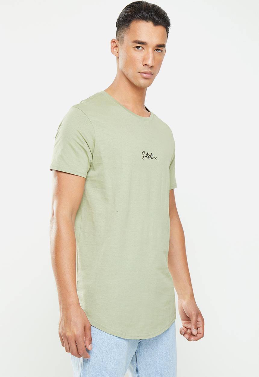 Factorie - Curved graphic T-shirt - sage
