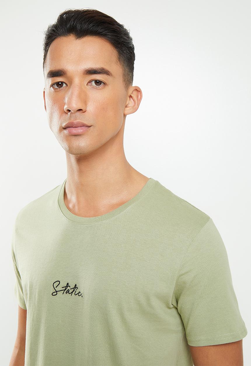 Factorie - Curved graphic T-shirt - sage