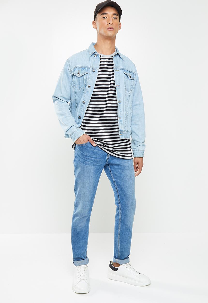 Only & Sons - Jamie life short sleeve stripe reg tee - grey & black