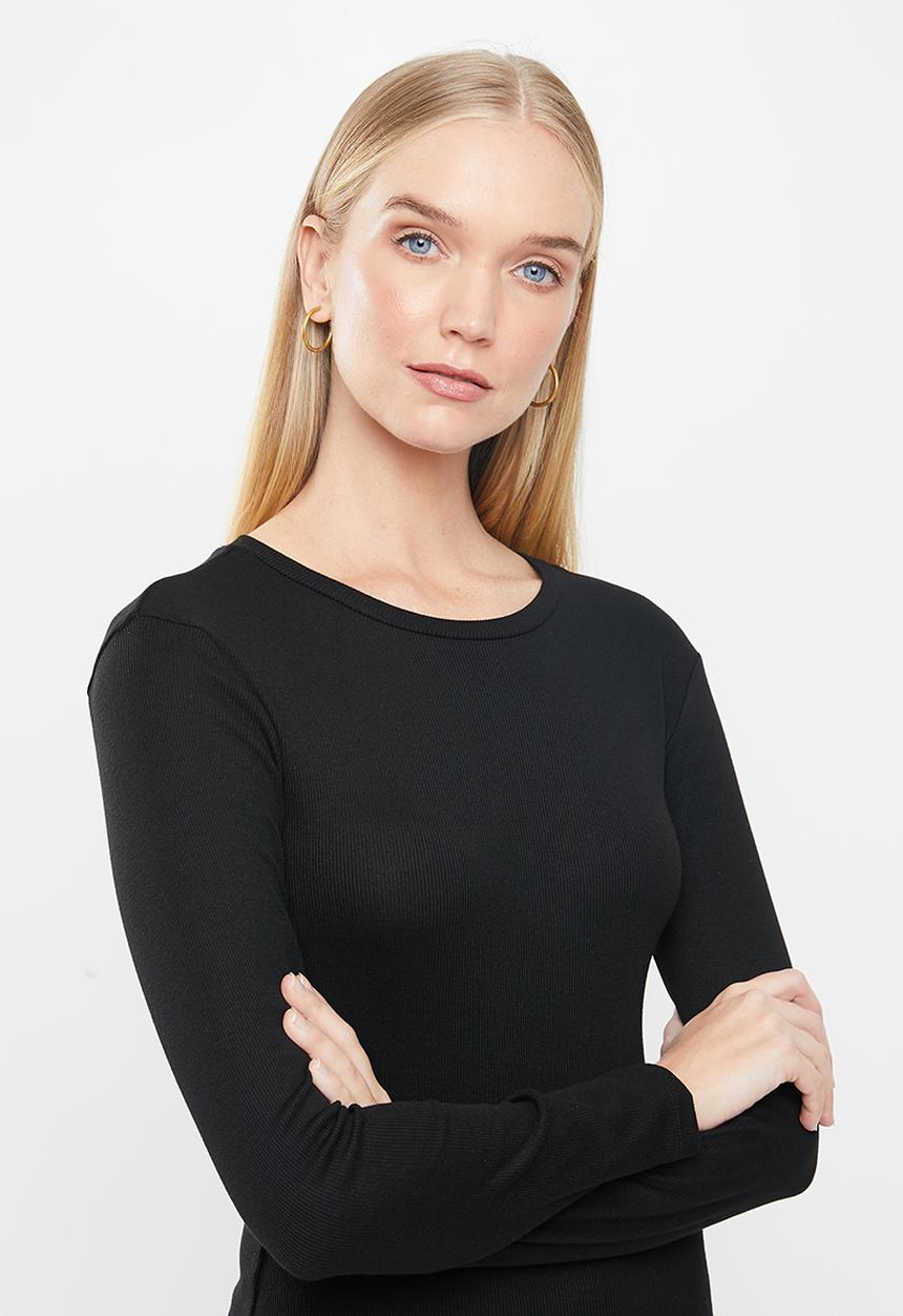 Jacqueline de Yong - Hannah life long sleeve o-neck dress - black