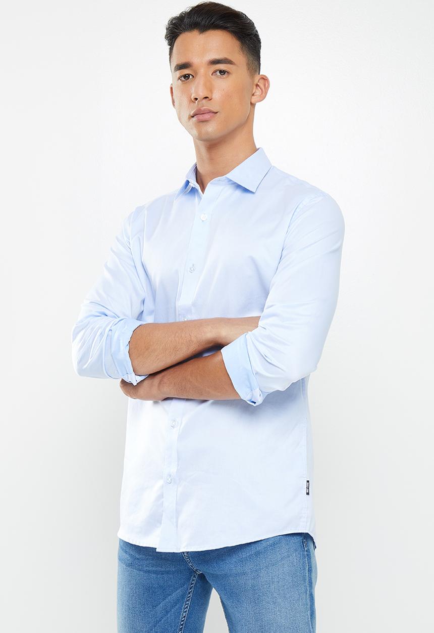 Only & Sons - Alves life long sleeve 2-ply easy iron shirt - blue