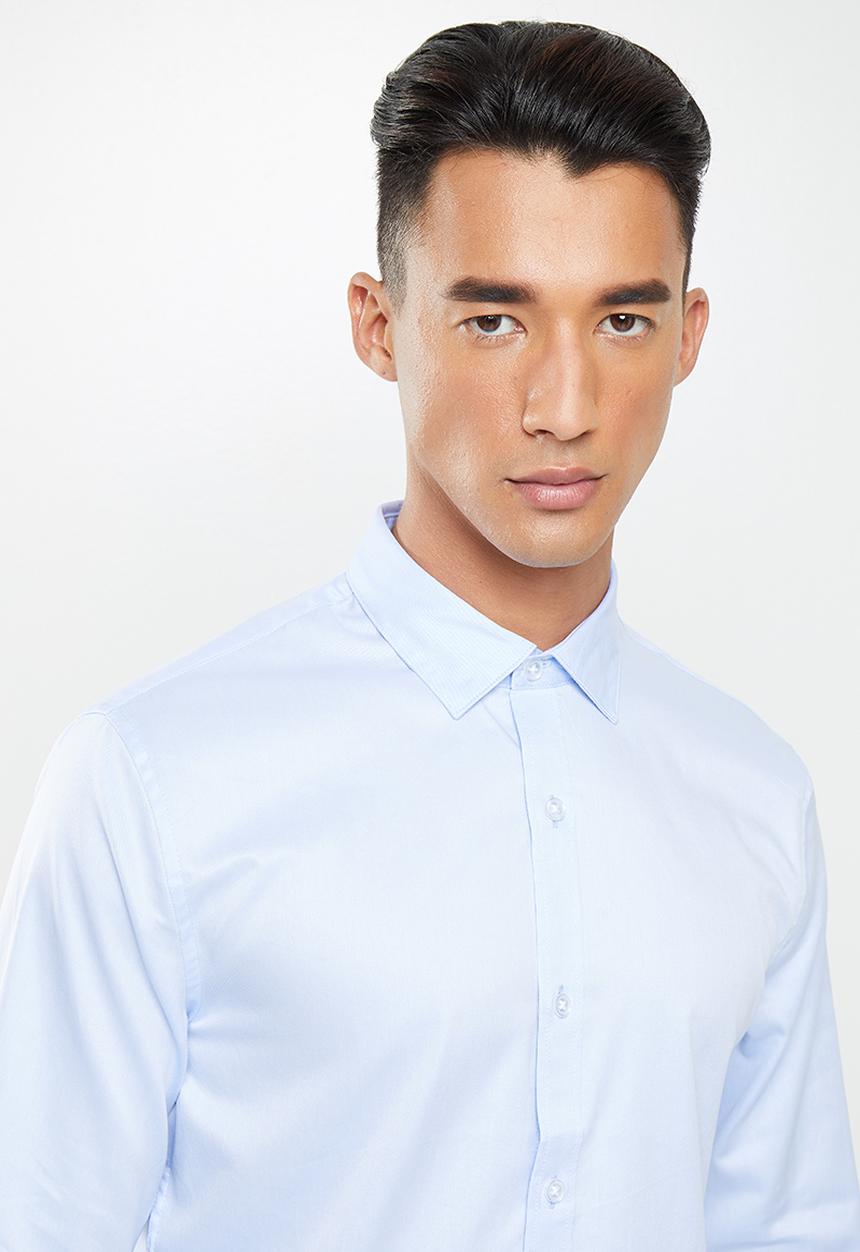 Only & Sons - Alves life long sleeve 2-ply easy iron shirt - blue