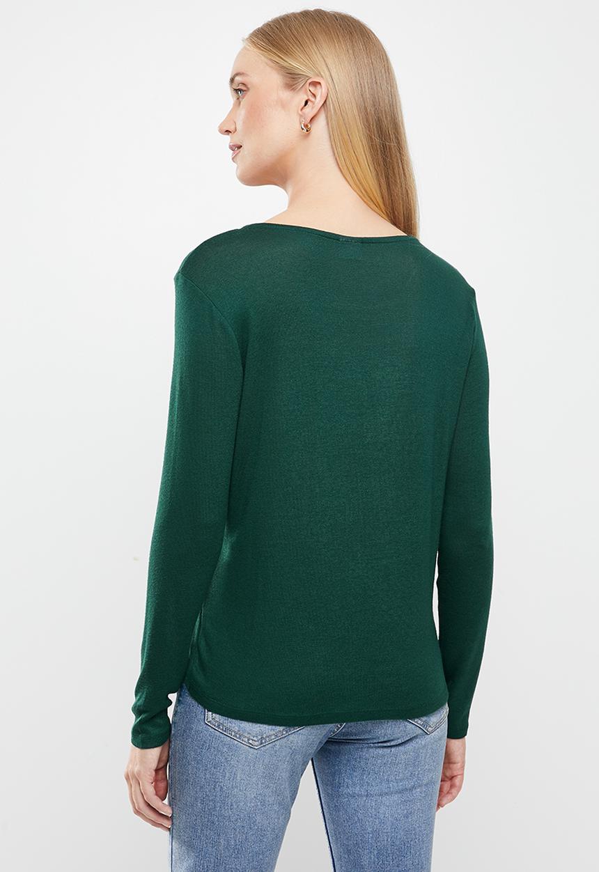 Jacqueline de Yong - Giala long sleeve wrap top - green 