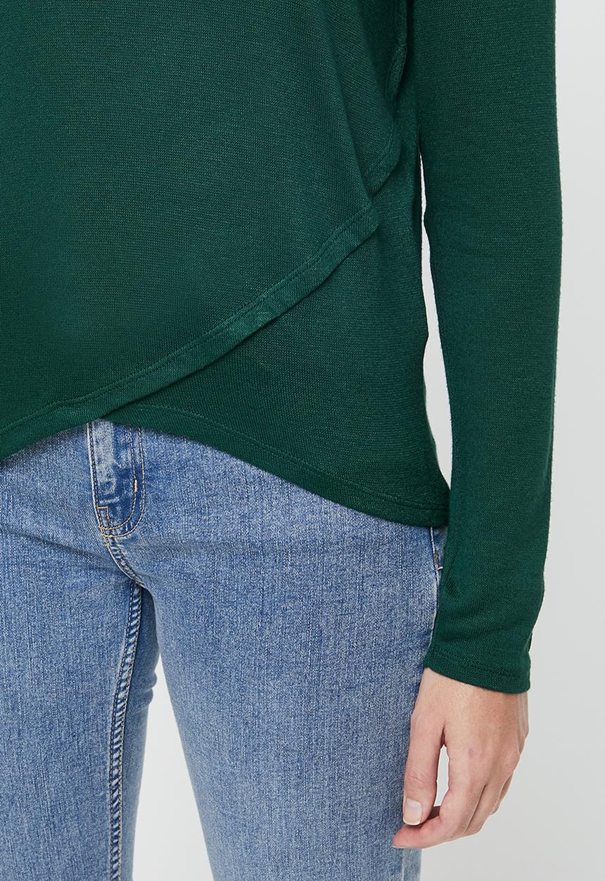 Jacqueline de Yong - Giala long sleeve wrap top - green 