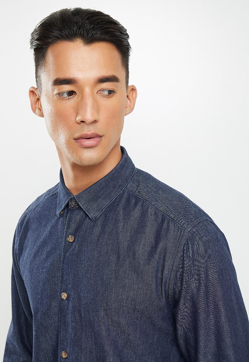 Only & Sons - Ask life ls chambray shirt - blue