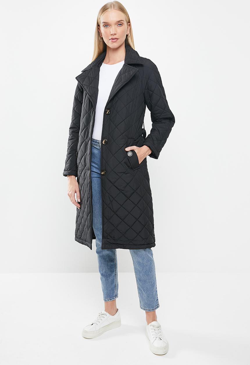 Jacqueline de Yong - Tora long quilt trenchcoat - black