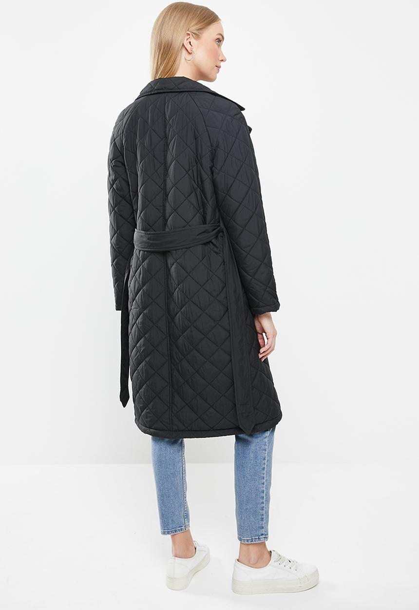 Jacqueline de Yong - Tora long quilt trenchcoat - black