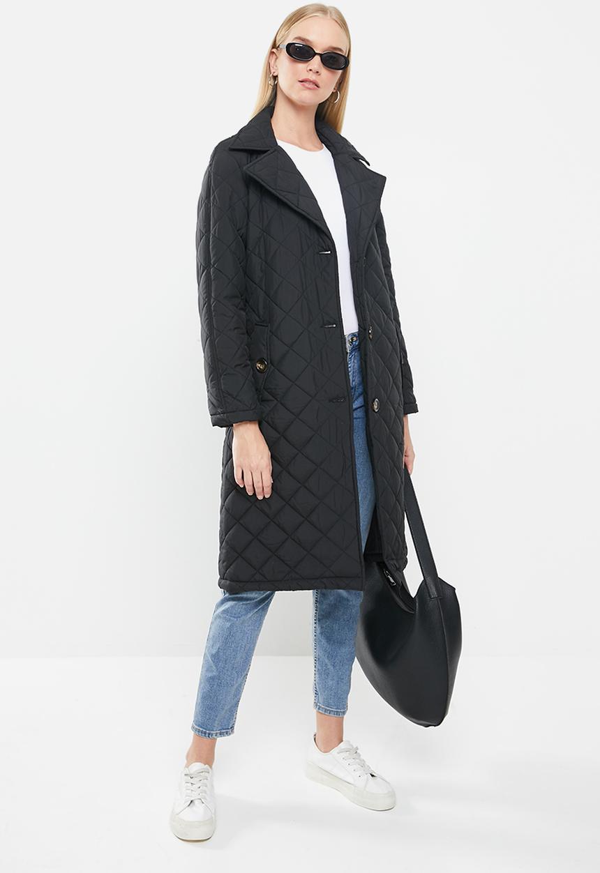 Jacqueline de Yong - Tora long quilt trenchcoat - black