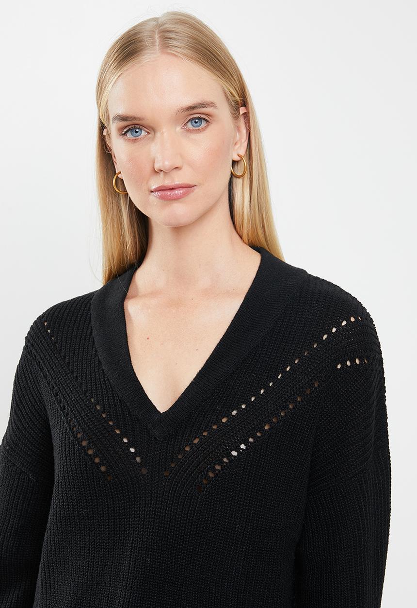 Jacqueline de Yong - Agnes  long sleeve pullover knit - black