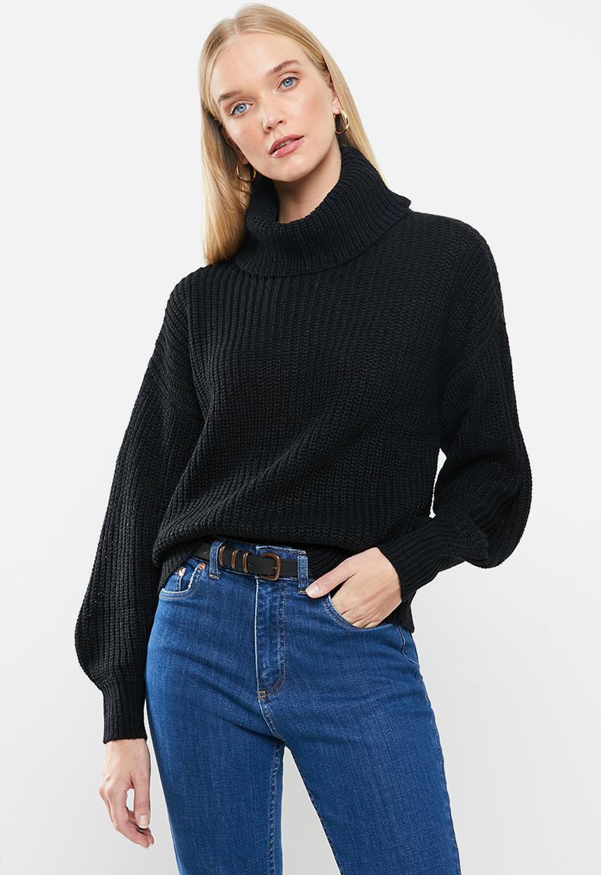 Jacqueline de Yong - Jady justy long sleeve cowlneck pullover knit - black