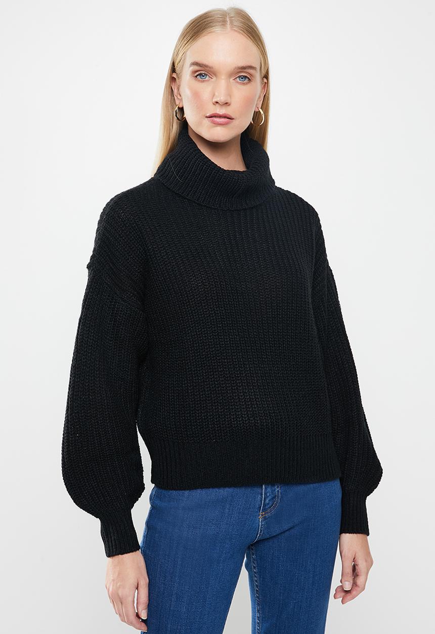 Jacqueline de Yong - Jady justy long sleeve cowlneck pullover knit - black