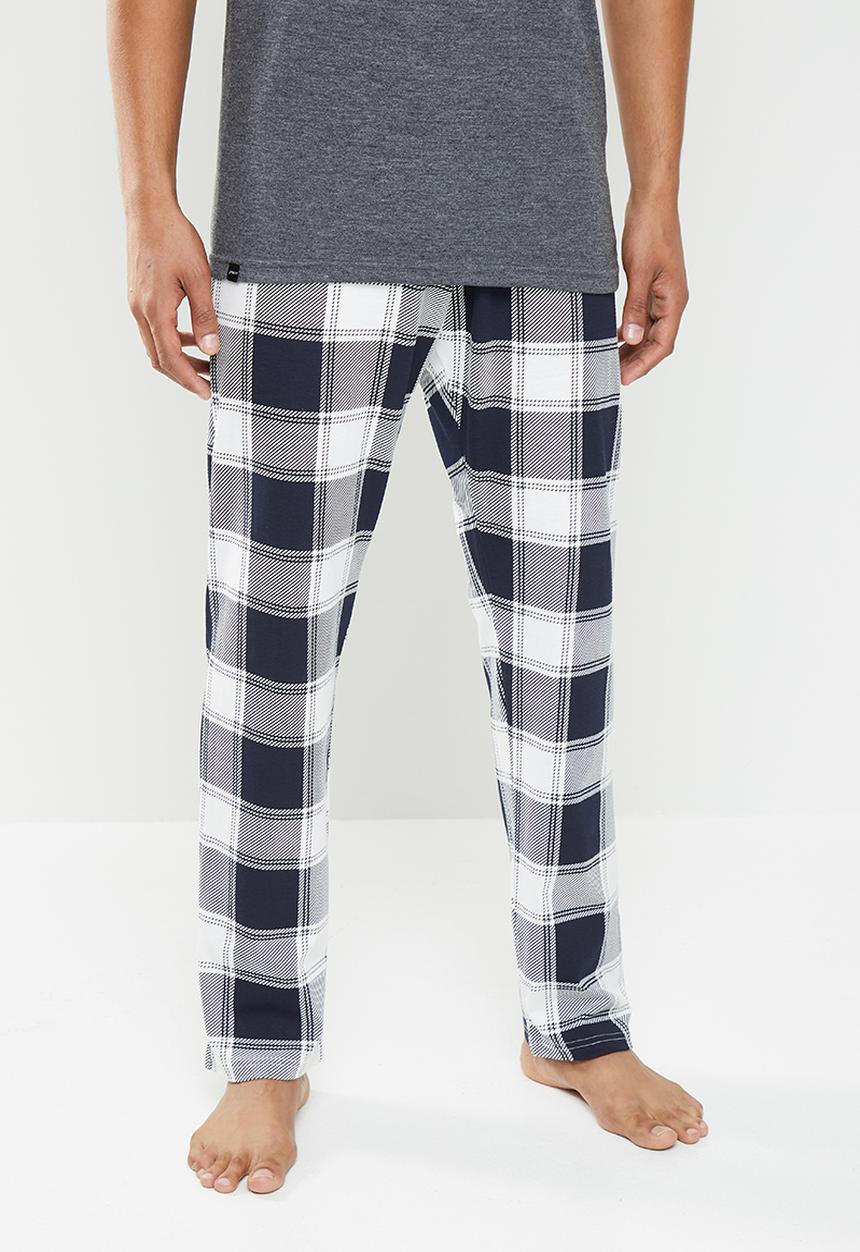 Only & Sons - Anton lounge check pant - navy & white